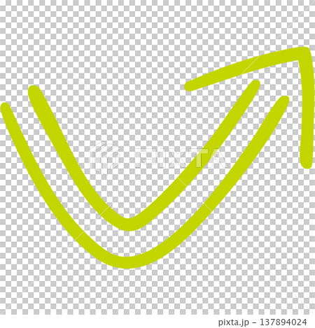 Illustration 14 of a hand-drawn double-lined arrow (yellow-green) 137894024