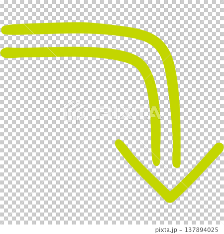 Illustration 15 of a hand-drawn double-lined arrow (yellow-green) 137894025