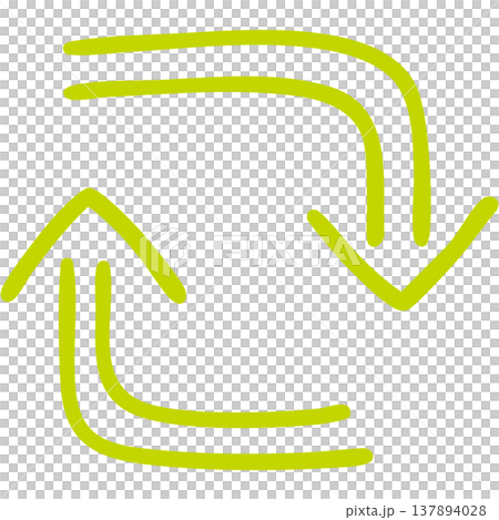Illustration 18 of a hand-drawn double-lined arrow (yellow-green) 137894028