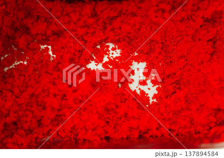Closeup Red Salmon Roe Texture Glistening, Glossy Translucent Beads Piled On Sushi Tray 137894584