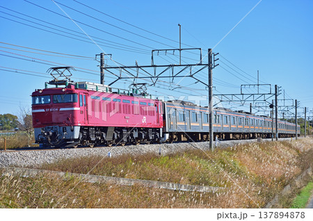 高崎線 岡部-本庄 JR東日本 EF81-134(長岡)+205系 M19編成(幕張) 高崎線 岡部-本庄 JR東日本 EF81-134(長岡)+205系 M19編成(幕張) 137894878