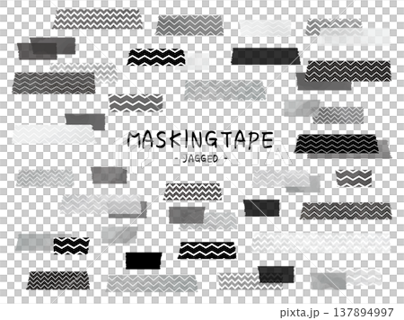 Monochrome zigzag pattern masking tape set Monochrome zigzag pattern masking tape set 137894997