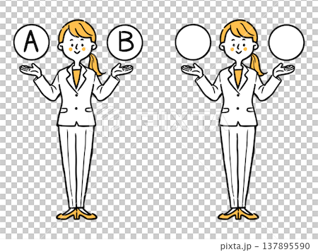 AとBの選択肢 若い女性会社員2 全身 ベクター(オレンジ) AとBの選択肢 若い女性会社員2 全身 ベクター(オレンジ) 137895590