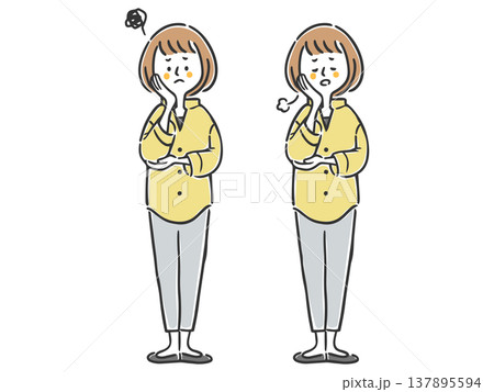 落ち込む女性　全身　ベクター 137895594