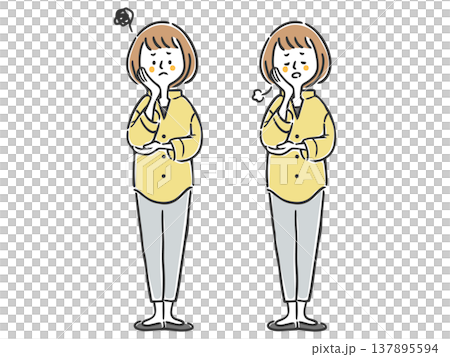 落ち込む女性　全身　ベクター 137895594