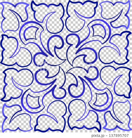 Magical illusion ornament. Blue gradient mandala on black background. Lace of delicate swirl. Monochrome dark blue design Traditional vintage design element Magical illusion ornament. Blue gradient mandala on black background. Lace of delicate swirl. Monochrome dark blue design Traditional vintage design element 137895707