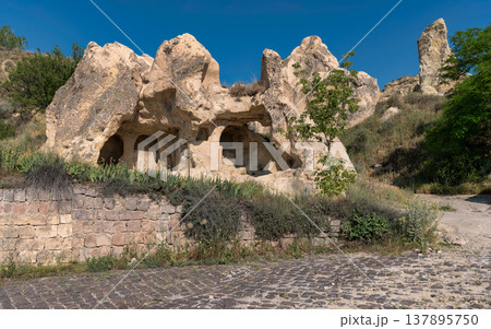 Goreme Open-Air Museum rock formations and ancient cave dwellings, Goreme, Cappadocia, Turkey Goreme Open-Air Museum rock formations and ancient cave dwellings, Goreme, Cappadocia, Turkey 137895750