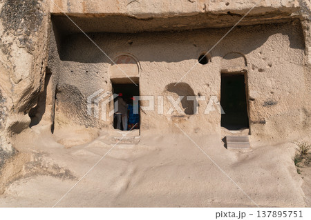 Karanlik Curch, Dark Church entrance, Goreme Open-Air Museum, UNESCO World Heritage Site, Cappadocia, Turkey 137895751