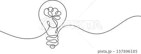 creative bulb ideas brainstorming concept one line continuous drawing 137896185