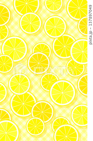 シンプルな輪切りレモンの背景1_縦 137897049