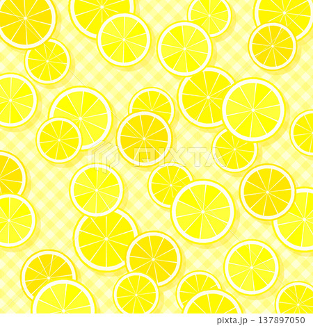 シンプルな輪切りレモンの背景1_正方形 137897050