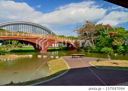 ボート池とガラスドーム、沖縄県総合運動公園 ボート池とガラスドーム、沖縄県総合運動公園 137897094