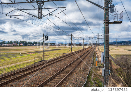 JR西日本湖西線近江中庄駅構内からの景観 滋賀県長浜市マキノ町 JR西日本湖西線近江中庄駅構内からの景観 滋賀県長浜市マキノ町 137897483