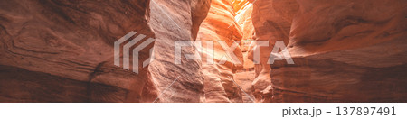 Desert nature landscape. Sandstone texture. Red Canyon in the Negev Desert near Eilat in Israel Desert nature landscape. Sandstone texture. Red Canyon in the Negev Desert near Eilat in Israel 137897491