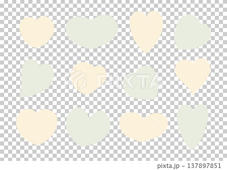 A set of loosely drawn, heart-shaped frames in various forms (yellow and green). A set of loosely drawn, heart-shaped frames in various forms (yellow and green). 137897851