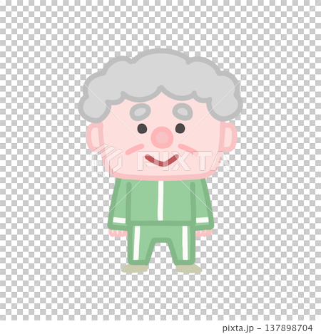 A set of cute illustrations of elderly men in gym clothes exercising. A set of cute illustrations of elderly men in gym clothes exercising. 137898704