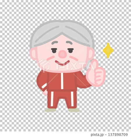 体操服を着た可愛い高齢者女性の運動イラストセット 137898709