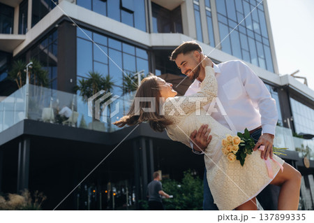 Happy couple together outdoors Happy couple together outdoors 137899335
