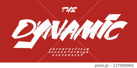 Dynamic Font Logo Alphabet Bold Handwritten Letter Number Set Modern Typography, Handdrawn Typographic Design for Lettering, Race Poster Headline, Retro Logotype, Brushstroke Fonts. Vector Typeface 137899968