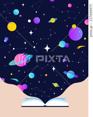 Book, Imagination, Dreams. Cosmos story, space imagination 137899975
