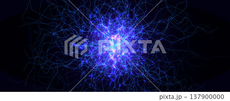 Neural Networking Science Technology Scientific Research. Biotech AI Big Data Learning. Hacker Attack Cyber Security Biohacking. Fertilisation BG. Cosmic Space Universe Big Bang. Vector Illustration 137900000