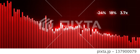 Financial Collapse Negative Growth Spend Background, Finance Global Economy Crisis. Economic Downturn Chart, Red Graph Inflation, Loss Trend Fall Dynamic Stock Trade Risk Report. Vector Illustration 137900079
