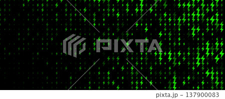 Electric Energy Icon Pattern Background Green Lightning Texturefor Speed Fast Charger Station. Current Charge Battery Digital Device BG, Charging Neon Light. Bolt Symbol Backdrop. Vector Illustration 137900083