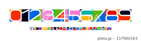 Color Numbers Letters Alphabet Font for Kid Birthday Years Logo, Corporate Anniversary Sign, Race Sport Team Jersey Numeric. Colorful Cutout Paper Typographic Design. Vector Illustration Color Numbers Letters Alphabet Font for Kid Birthday Years Logo, Corporate Anniversary Sign, Race Sport Team Jersey Numeric. Colorful Cutout Paper Typographic Design. Vector Illustration 137900163