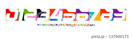 Color Numbers Letters Alphabet Font for Kid Birthday Years Logo, Corporate Anniversary Sign, Race Sport Team Jersey Numeric. Colorful Cutout Paper Typographic Design. Vector Illustration Color Numbers Letters Alphabet Font for Kid Birthday Years Logo, Corporate Anniversary Sign, Race Sport Team Jersey Numeric. Colorful Cutout Paper Typographic Design. Vector Illustration 137900173