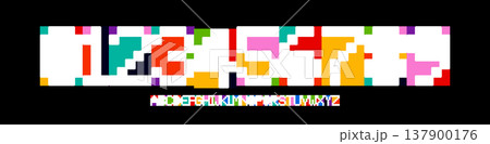 Color Numbers Letters Alphabet Font for Kid Birthday Years Logo, Corporate Anniversary Sign, Race Sport Team Jersey Numeric. Colorful Cutout Paper Typographic Design. Vector Illustration Color Numbers Letters Alphabet Font for Kid Birthday Years Logo, Corporate Anniversary Sign, Race Sport Team Jersey Numeric. Colorful Cutout Paper Typographic Design. Vector Illustration 137900176