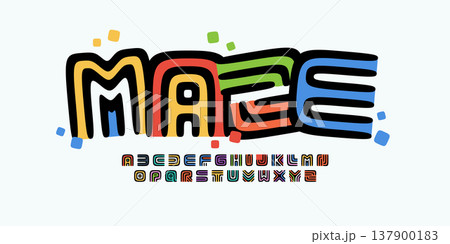 Kid Font Logo Alphabet Fun Letter Set Children Typography, Creative Typographic Design for Montessori School Title Text, Cartoon Birthday and Education Poster Headline, Color Fonts. Vector Typeface 137900183