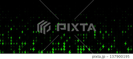 Electric Energy Icon Pattern Background Green Lightning Texturefor Speed Fast Charger Station. Current Charge Battery Digital Device BG, Charging Neon Light. Bolt Symbol Backdrop. Vector Illustration 137900195