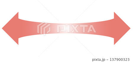 左右への広がりを表す赤いグラデーションの矢印 137900323