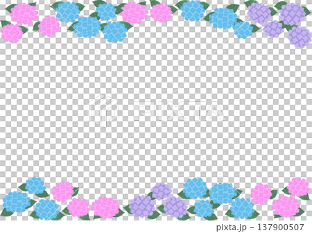 Hydrangea frame (A-size, top and bottom decorations) vector | Transparent background, printable template material Hydrangea frame (A-size, top and bottom decorations) vector | Transparent background, printable template material 137900507