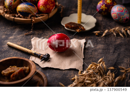 Traditional Ukrainian painting Easter eggs 137900549