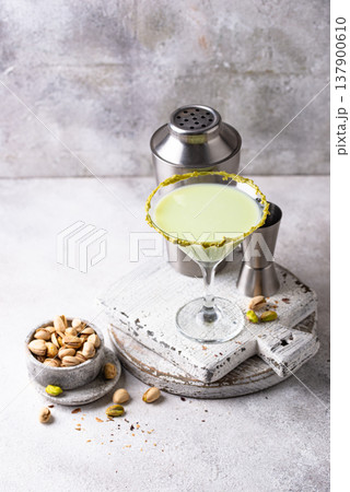 Pistachio creamy coctail martini or liquor Pistachio creamy coctail martini or liquor 137900610