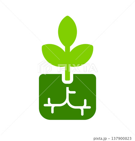 Hydroponic Root Seedling Growth Symbol Hydroponic Root Seedling Growth Symbol 137900823
