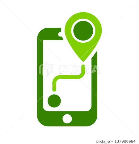 Electric Car GPS Route Symbol Electric Car GPS Route Symbol 137900964