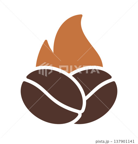 Roasted Coffee Bean Flame Symbol Roasted Coffee Bean Flame Symbol 137901141