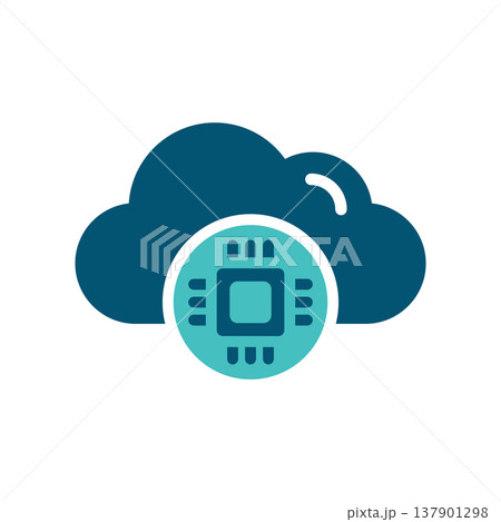 Cloud AI Chip Processing Symbol Cloud AI Chip Processing Symbol 137901298