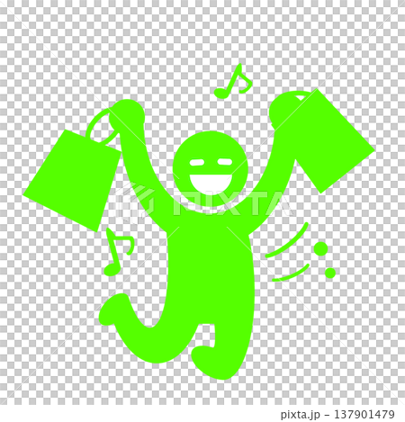 pictogram of a person enjoying shopping (green) pictogram of a person enjoying shopping (green) 137901479