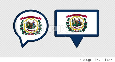 Flag of West Virginia State in Speech Bubble. 137901487