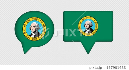 Flag of Washington State in Speech Bubble. 137901488