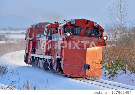 宗谷本線　北比布－蘭留　JR北海道　DE15-2514（旭川）　ラッセル　常時排雪列車　常排 137901494