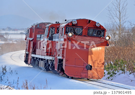 宗谷本線 北比布-蘭留 JR北海道 DE15-2514(旭川) ラッセル 常時排雪列車 常排 宗谷本線 北比布-蘭留 JR北海道 DE15-2514(旭川) ラッセル 常時排雪列車 常排 137901495