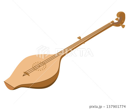 Chonguri on a white background. Traditional stringed musical instrument of Georgia and the Caucasus. Vector illustration of a wooden lute in a flat style. Folk music. 137901774