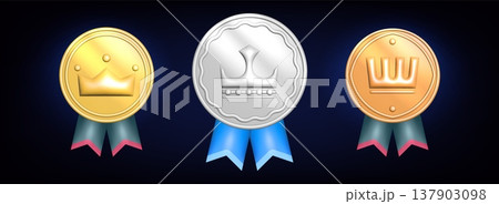 Set of game winner trophy badges 137903098