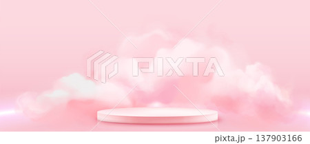 Dreamy pink cloud podium, beauty product display 137903166