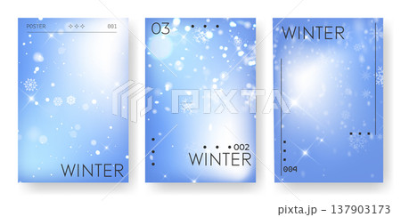 Elegant winter posters set with snowflakes 137903173