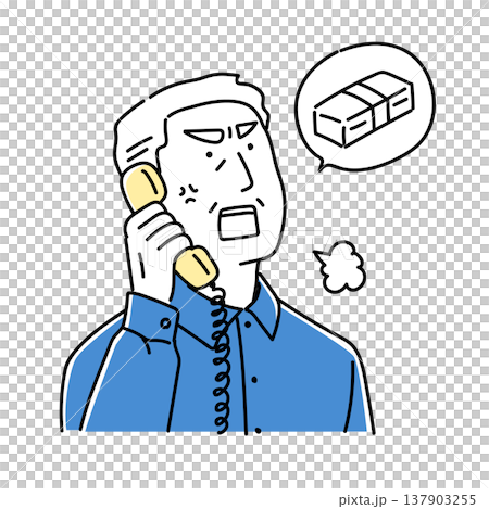 An elderly man is angry at the person who made a scam call (2 colors) 137903255